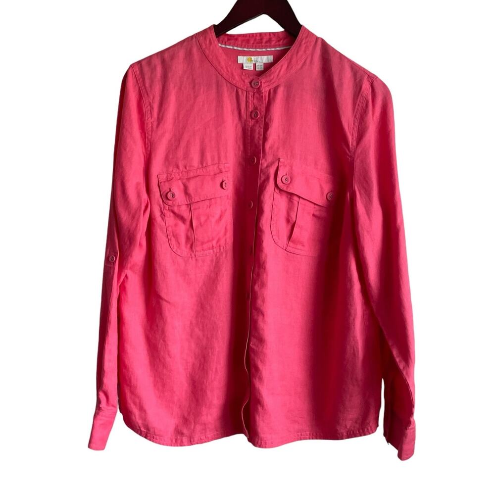 Boden Women Delores Linen Top S Coral Classic Sustainable Career Office Travel